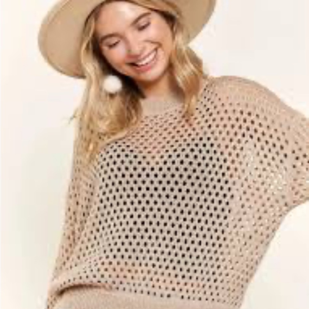 Apt. 9 open-knit dolman sleeve Women's Lite Pink  Sweater